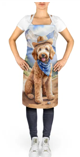 Goldendoodle - Welcome Cowboy Apron for Cooking, Baking and Crafts for Adult Women and Men - Unisex Large