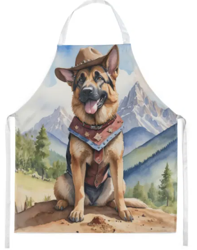 German Shepherd - Welcome Cowboy Apron for Cooking, Baking and Crafts for Adult Women and Men - Unisex Large