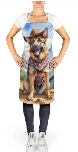 German Shepherd - Welcome Cowboy Apron for Cooking, Baking and Crafts for Adult Women and Men - Unisex Large