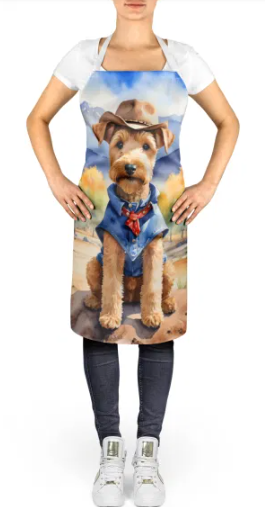 Lakeland Terrier - Welcome Cowboy Apron for Cooking, Baking and Crafts for Adult Women and Men - Unisex Large