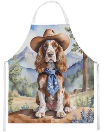 English Cocker Spaniel II - Welcome Cowboy Apron for Cooking, Baking and Crafts for Adult Women and Men - Unisex Large