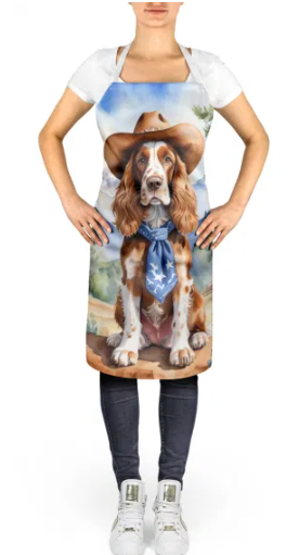 English Cocker Spaniel II - Welcome Cowboy Apron for Cooking, Baking and Crafts for Adult Women and Men - Unisex Large