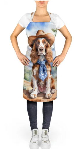 English Cocker Spaniel - Welcome Cowboy Apron for Cooking, Baking and Crafts for Adult Women and Men - Unisex Large