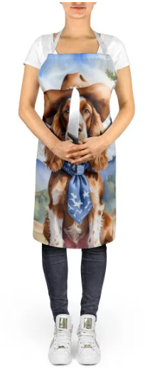 English Cocker Spaniel II - Welcome Cowboy Apron for Cooking, Baking and Crafts for Adult Women and Men - Unisex Large