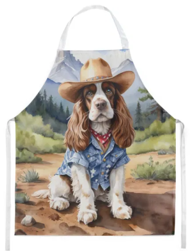Cocker Spaniel II - Welcome Cowboy Apron for Cooking, Baking and Crafts for Adult Women and Men - Unisex Large
