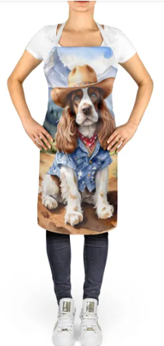 Cocker Spaniel - Welcome Cowboy Apron for Cooking, Baking and Crafts for Adult Women and Men - Unisex Large