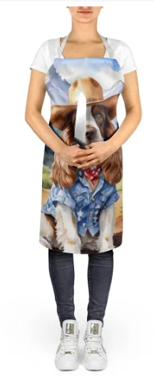 Cocker Spaniel II - Welcome Cowboy Apron for Cooking, Baking and Crafts for Adult Women and Men - Unisex Large