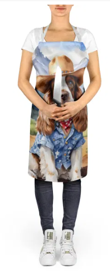 Cocker Spaniel - Welcome Cowboy Apron for Cooking, Baking and Crafts for Adult Women and Men - Unisex Large