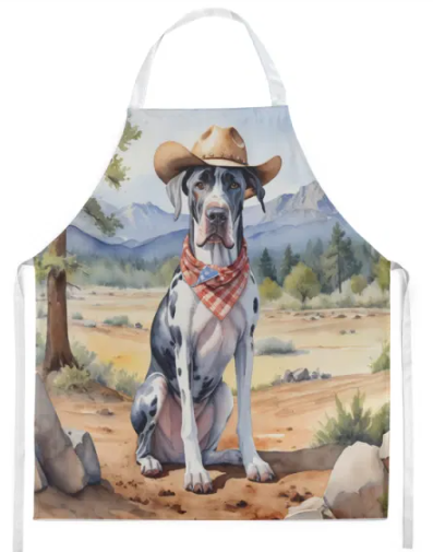 Great Dane - Welcome Cowboy Apron for Cooking, Baking and Crafts for Adult Women and Men - Unisex Large