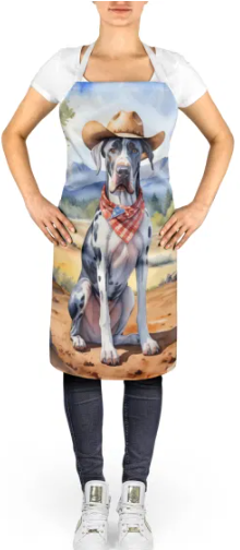 Great Dane - Welcome Cowboy Apron for Cooking, Baking and Crafts for Adult Women and Men - Unisex Large