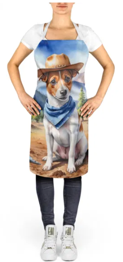 Jack Russell Terrier - Welcome Cowboy Apron for Cooking, Baking and Crafts for Adult Women and Men - Unisex Large