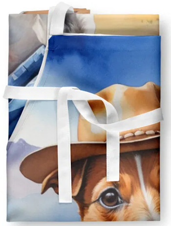 Jack Russell Terrier - Welcome Cowboy Apron for Cooking, Baking and Crafts for Adult Women and Men - Unisex Large