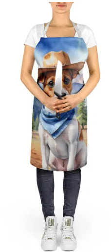 Jack Russell Terrier - Welcome Cowboy Apron for Cooking, Baking and Crafts for Adult Women and Men - Unisex Large