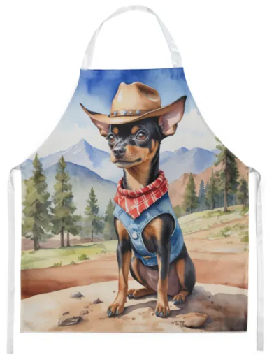 Miniature Pinscher - Welcome Cowboy Apron for Cooking, Baking and Crafts for Adult Women and Men - Unisex Large