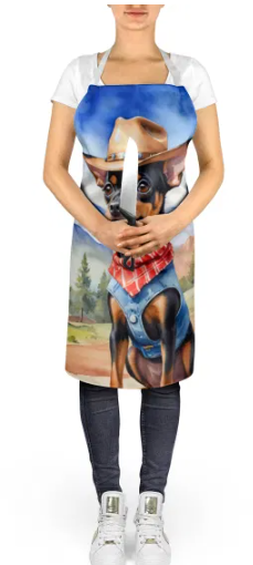 Miniature Pinscher - Welcome Cowboy Apron for Cooking, Baking and Crafts for Adult Women and Men - Unisex Large