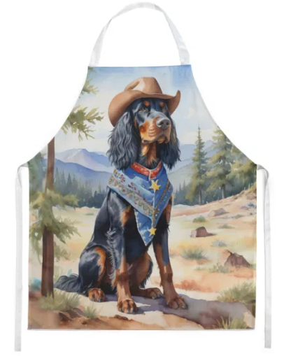 Gordon Setter - Welcome Cowboy Apron for Cooking, Baking and Crafts for Adult Women and Men - Unisex Large