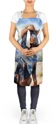 Gordon Setter - Welcome Cowboy Apron for Cooking, Baking and Crafts for Adult Women and Men - Unisex Large