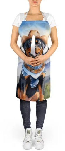 Rottweiler - Welcome Cowboy Apron for Cooking, Baking and Crafts for Adult Women and Men - Unisex Large