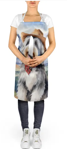Bearded Collie - Welcome Cowboy Apron for Cooking, Baking and Crafts for Adult Women and Men - Unisex Large