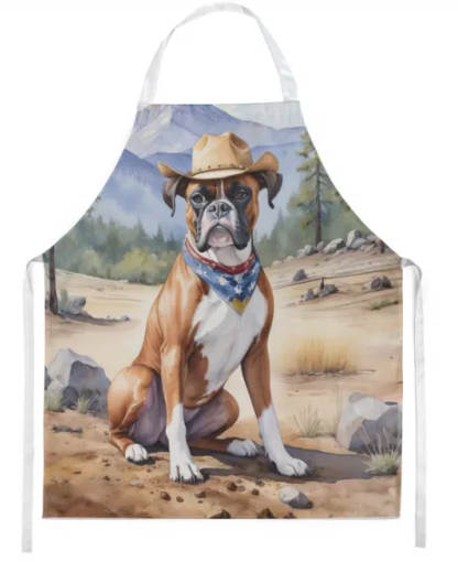 Boxer - Welcome Cowboy Apron for Cooking, Baking and Crafts for Adult Women and Men - Unisex Large