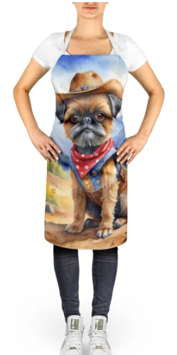 Brussels Griffon - Welcome Cowboy Apron for Cooking, Baking and Crafts for Adult Women and Men - Unisex Large