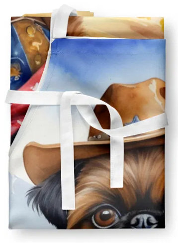 Brussels Griffon - Welcome Cowboy Apron for Cooking, Baking and Crafts for Adult Women and Men - Unisex Large