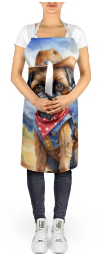 Brussels Griffon - Welcome Cowboy Apron for Cooking, Baking and Crafts for Adult Women and Men - Unisex Large
