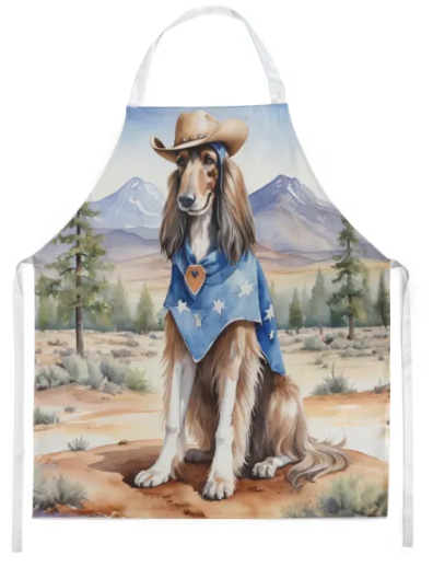 Afghan Hound - Welcome Cowboy Apron for Cooking, Baking and Crafts for Adult Women and Men - Unisex Large