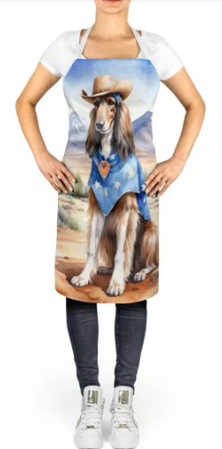 Afghan Hound - Welcome Cowboy Apron for Cooking, Baking and Crafts for Adult Women and Men - Unisex Large