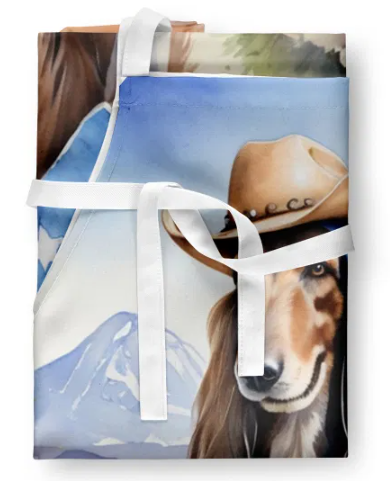 Afghan Hound - Welcome Cowboy Apron for Cooking, Baking and Crafts for Adult Women and Men - Unisex Large