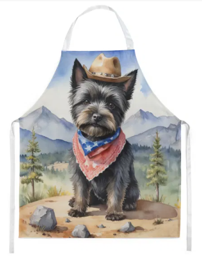 Cairn Terrier - Welcome Cowboy Apron for Cooking, Baking and Crafts for Adult Women and Men - Unisex Large