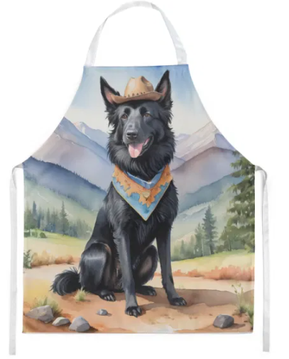 Belgian Sheepdog - Welcome Cowboy Apron for Cooking, Baking and Crafts for Adult Women and Men - Unisex Large
