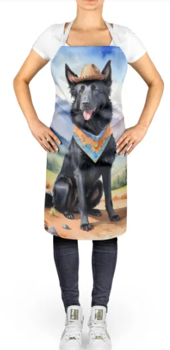 Belgian Sheepdog - Welcome Cowboy Apron for Cooking, Baking and Crafts for Adult Women and Men - Unisex Large