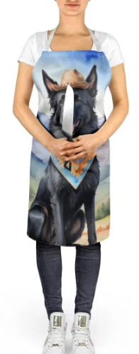 Belgian Sheepdog - Welcome Cowboy Apron for Cooking, Baking and Crafts for Adult Women and Men - Unisex Large