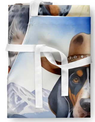 Bluetick Coonhound - Welcome Cowboy Apron for Cooking, Baking and Crafts for Adult Women and Men - Unisex Large