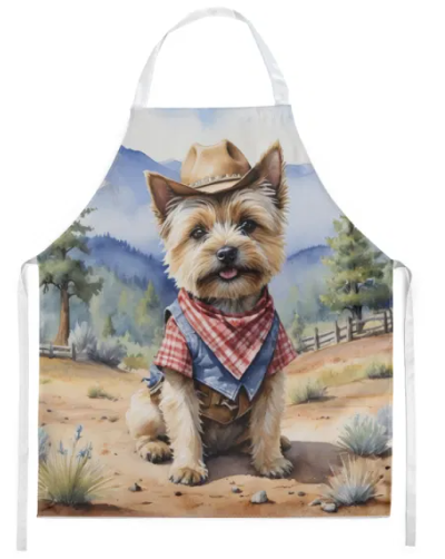 Cairn Terrier II - Welcome Cowboy Apron for Cooking, Baking and Crafts for Adult Women and Men - Unisex Large