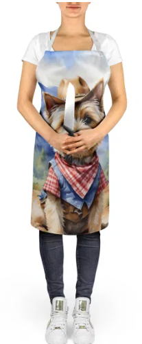 Cairn Terrier II - Welcome Cowboy Apron for Cooking, Baking and Crafts for Adult Women and Men - Unisex Large