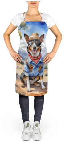 Australian Cattle Dog - Welcome Cowboy Apron for Cooking, Baking and Crafts for Adult Women and Men - Unisex Large