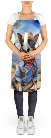 Australian Cattle Dog - Welcome Cowboy Apron for Cooking, Baking and Crafts for Adult Women and Men - Unisex Large