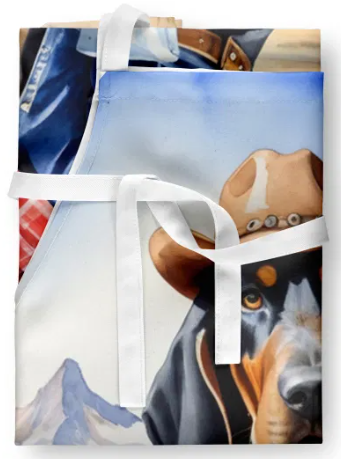 Black and Tan Coonhound - Welcome Cowboy Apron for Cooking, Baking and Crafts for Adult Women and Men - Unisex Large