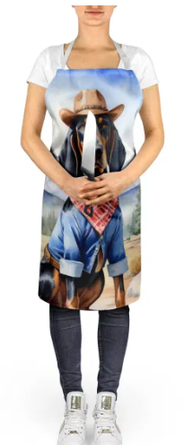 Black and Tan Coonhound - Welcome Cowboy Apron for Cooking, Baking and Crafts for Adult Women and Men - Unisex Large