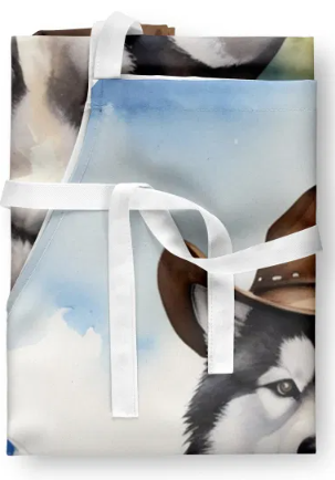 Alaskan Malamute - Welcome Cowboy Apron for Cooking, Baking and Crafts for Adult Women and Men - Unisex Large