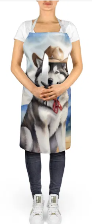 Alaskan Malamute - Welcome Cowboy Apron for Cooking, Baking and Crafts for Adult Women and Men - Unisex Large
