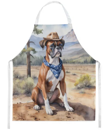 Boxer II - Welcome Cowboy Apron for Cooking, Baking and Crafts for Adult Women and Men - Unisex Large