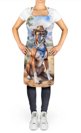 Boxer II - Welcome Cowboy Apron for Cooking, Baking and Crafts for Adult Women and Men - Unisex Large
