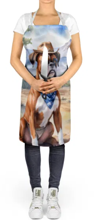 Boxer II - Welcome Cowboy Apron for Cooking, Baking and Crafts for Adult Women and Men - Unisex Large