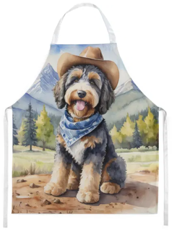 Bernedoodle - Welcome Cowboy Apron for Cooking, Baking and Crafts for Adult Women and Men - Unisex Large