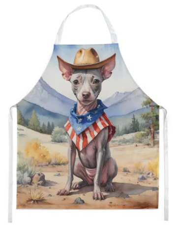 American Hairless Terrier - Welcome Cowboy Apron for Cooking, Baking and Crafts for Adult Women and Men - Unisex Large