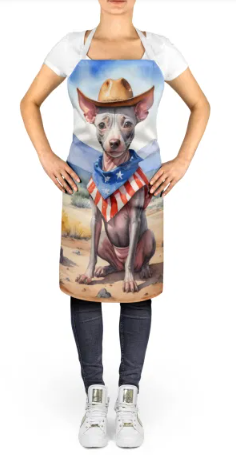 American Hairless Terrier - Welcome Cowboy Apron for Cooking, Baking and Crafts for Adult Women and Men - Unisex Large