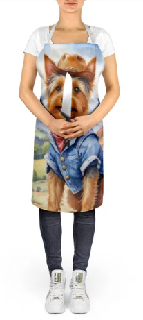 Australian Terrier - Welcome Cowboy Apron for Cooking, Baking and Crafts for Adult Women and Men - Unisex Large